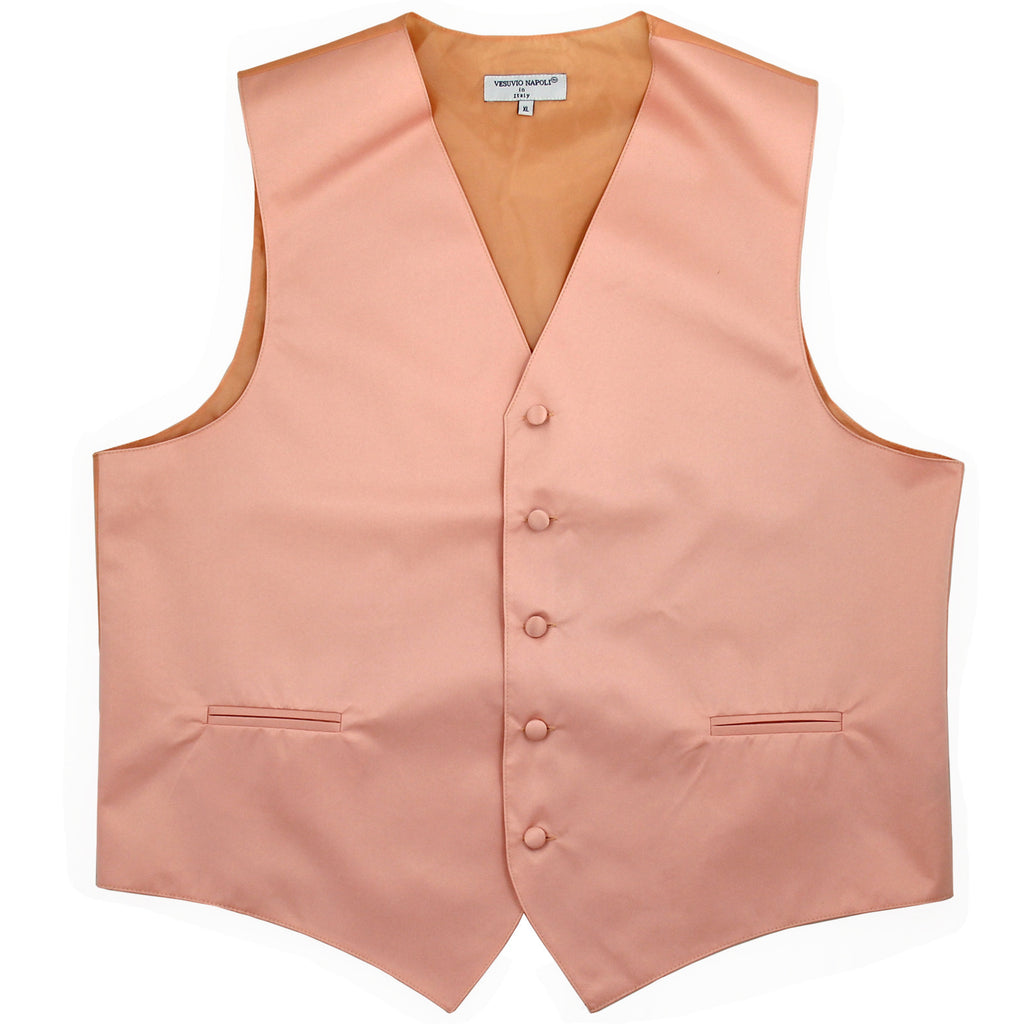 New polyester men's tuxedo vest waistcoat only solid wedding formal peach