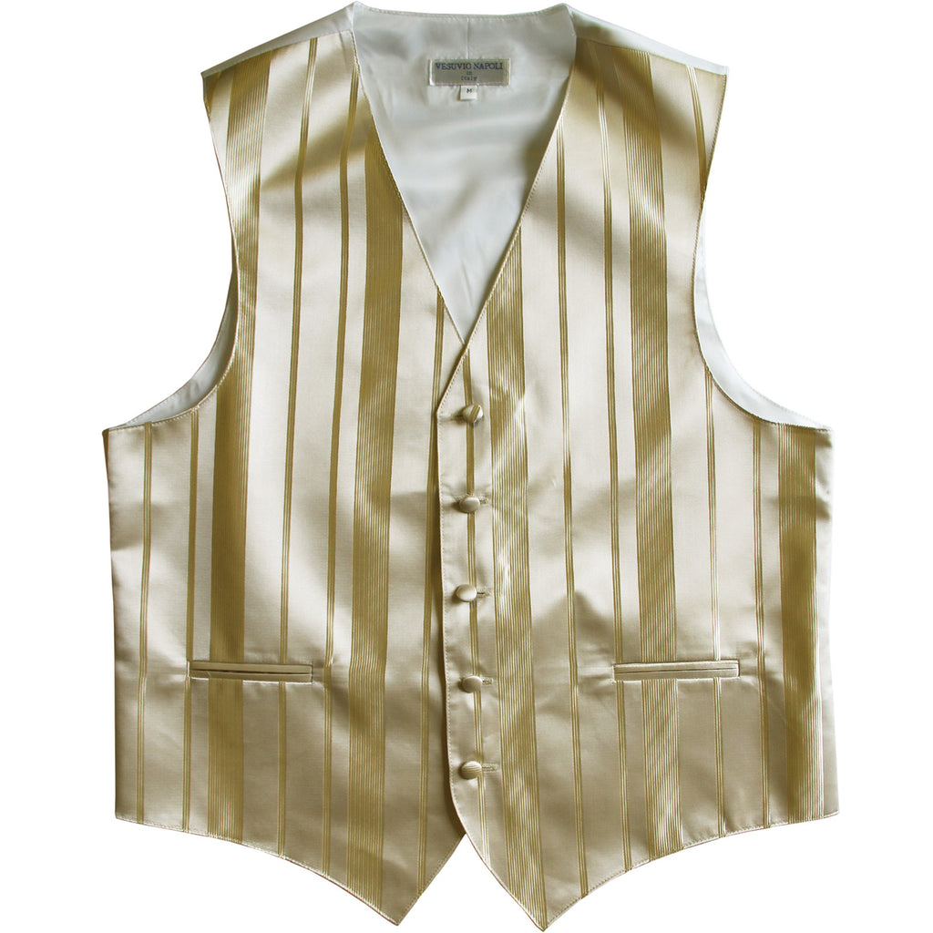 New Men's Tuxedo Vest Waistcoat Only Vertical Stripes Wedding Prom Beige