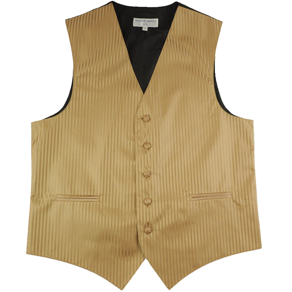 New men's tuxedo vest waistcoat only vertical Stripes pattern prom wedding mocca