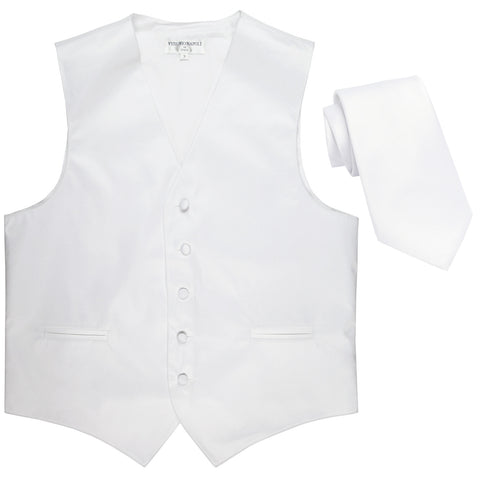 New Men's Formal Tuxedo Vest Waistcoat_Necktie solid wedding prom white