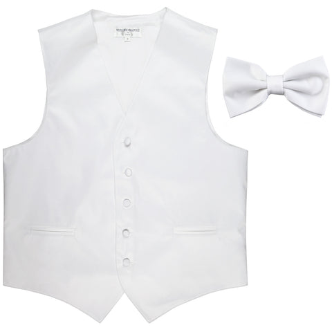 New Men's Formal Vest Tuxedo Waistcoat with Bowtie wedding prom party white