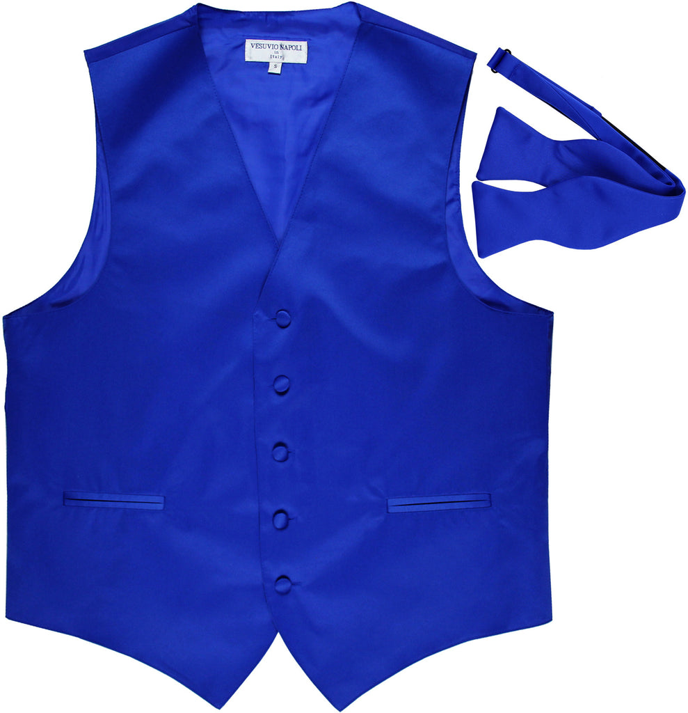 New Men's Formal Vest Tuxedo Waistcoat with free style selftie Bowtie royal blue