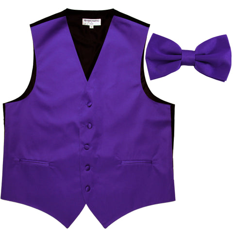 New Men's Formal Vest Tuxedo Waistcoat with Bowtie wedding prom party purple