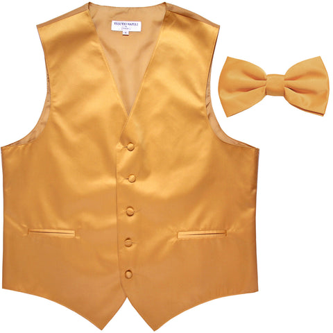 New Men's Formal Vest Tuxedo Waistcoat with Bowtie wedding prom party gold