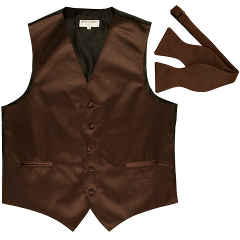 New Men's Formal Vest Tuxedo Waistcoat with free style selftie Bowtie brown