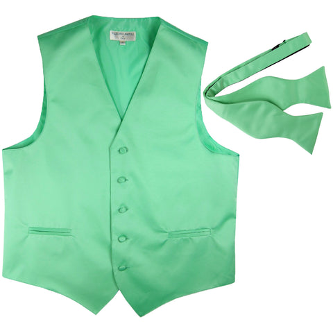 New Men's Formal Vest Tuxedo Waistcoat with free style selftie Bowtie aqua green