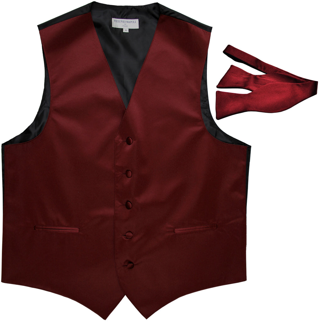 New Men's Formal Vest Tuxedo Waistcoat with free style selftie Bowtie burgundy