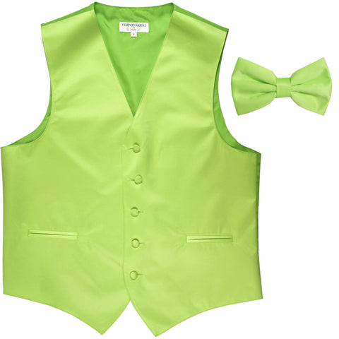 New Men's Formal Vest Tuxedo Waistcoat with Bowtie wedding prom party lime green
