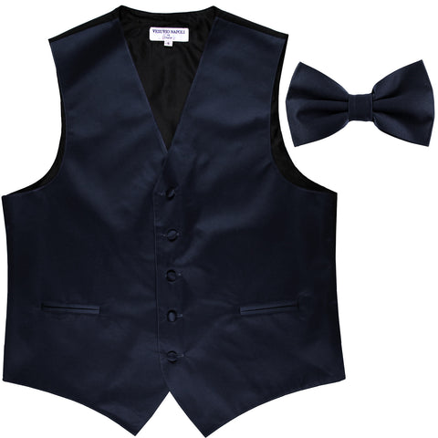New Men's Formal Vest Tuxedo Waistcoat with Bowtie wedding prom party navy