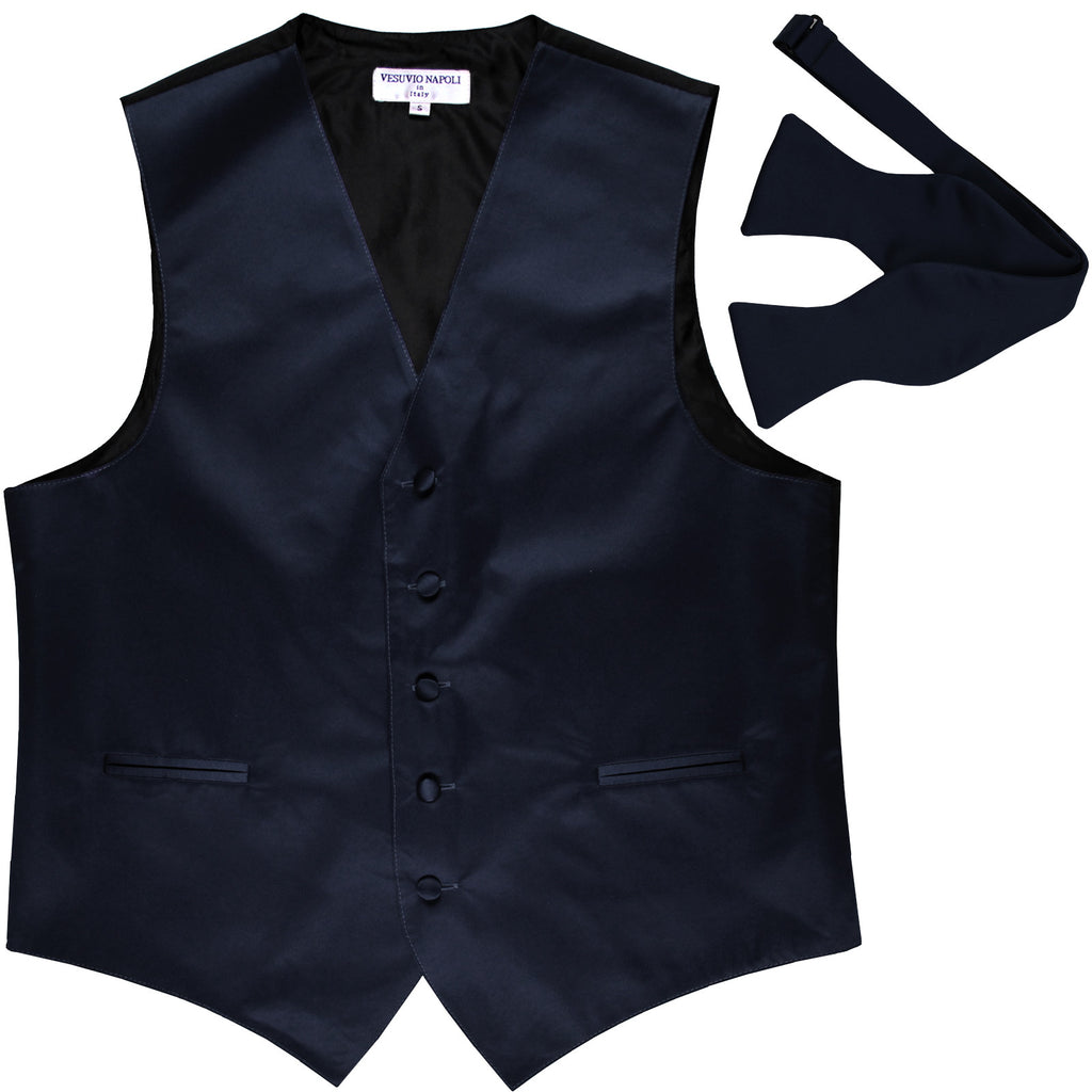 New Men's Formal Vest Tuxedo Waistcoat with free style selftie Bowtie navy