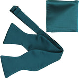 New Men's 100% Polyester Solid Formal Self-tied Bow Tie & hankie set