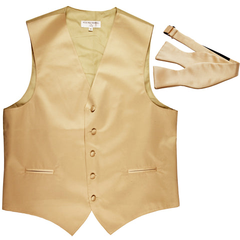 New Men's Formal Vest Tuxedo Waistcoat with free style selftie Bowtie beige