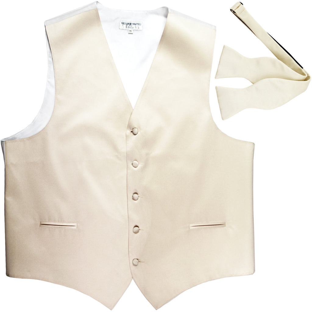 New Men's Formal Vest Tuxedo Waistcoat with free style selftie Bowtie ivory