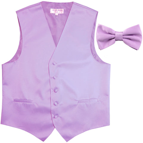 New Men's Formal Vest Tuxedo Waistcoat with Bowtie wedding prom party lavender