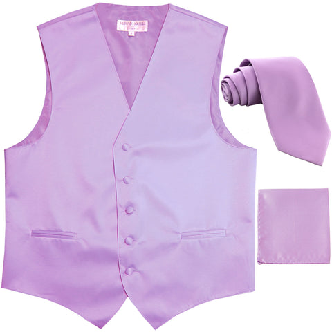 New Men's formal vest Tuxedo Waistcoat_2.5" necktie & hankie wedding lavender