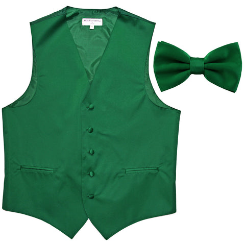 New Men's Formal Vest Tuxedo Waistcoat with Bowtie wedding prom party emerald green