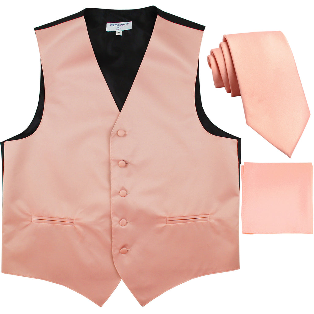 New Men's formal vest Tuxedo Waistcoat_2.5" necktie & hankie wedding misty pink