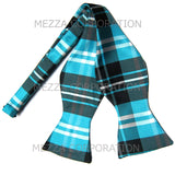 New Men's Polyester plaid checker self-tied Bow Tie set formal