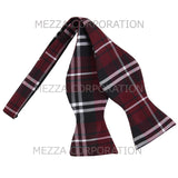 New Men's Polyester plaid checker self-tied Bow Tie set formal