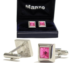 New Men's Cufflinks Formal casual Party Prom Wedding stone Pink #28