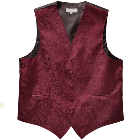 New formal men's tuxedo vest waistcoat only paisley pattern prom wedding burgundy