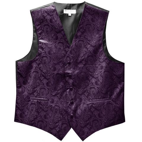 New formal men's tuxedo vest waistcoat only paisley pattern prom wedding dark purple
