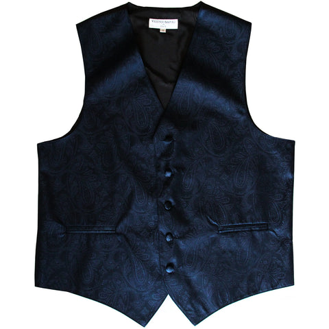 New formal men's tuxedo vest waistcoat only paisley pattern prom wedding navy