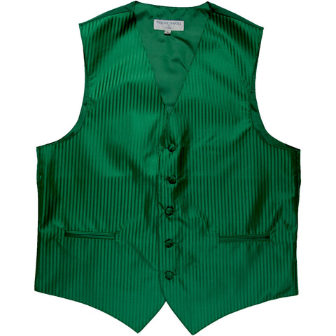 New men's tuxedo vest waistcoat only vertical Stripes pattern prom wedding emerald green
