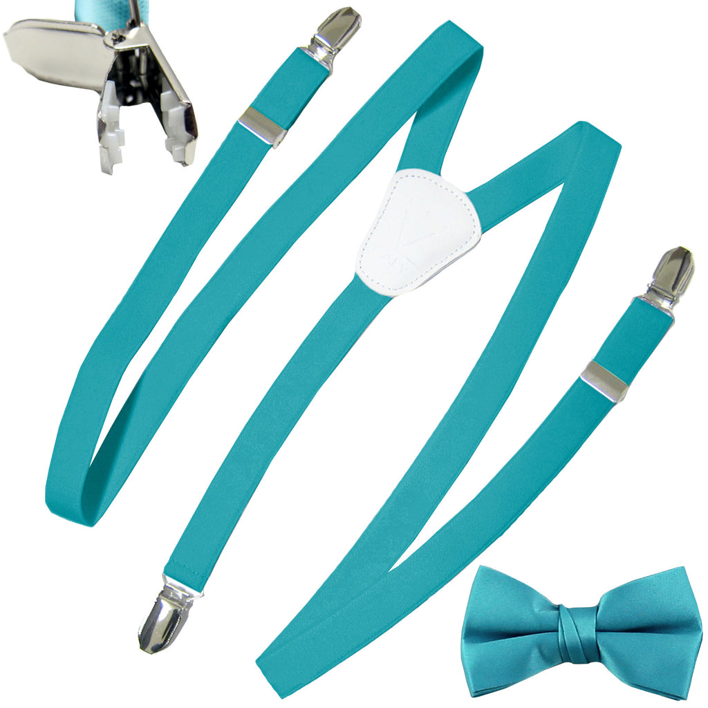 New Kid's Boy's Suspender Braces adjustable strap clip on & bowtie