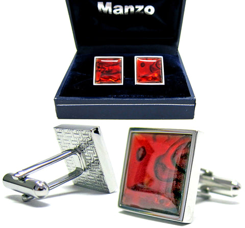 New Men's Cufflinks Cuff Link Square Wedding Formal Prom Paua Shell Red #09