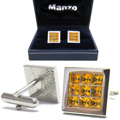 New Men's Cufflinks Cuff Link Square Rhinestones Wedding Formal Gold #15