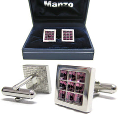 New Men's Cufflinks Cuff Link Square Rhinestones Wedding Formal Purple #15